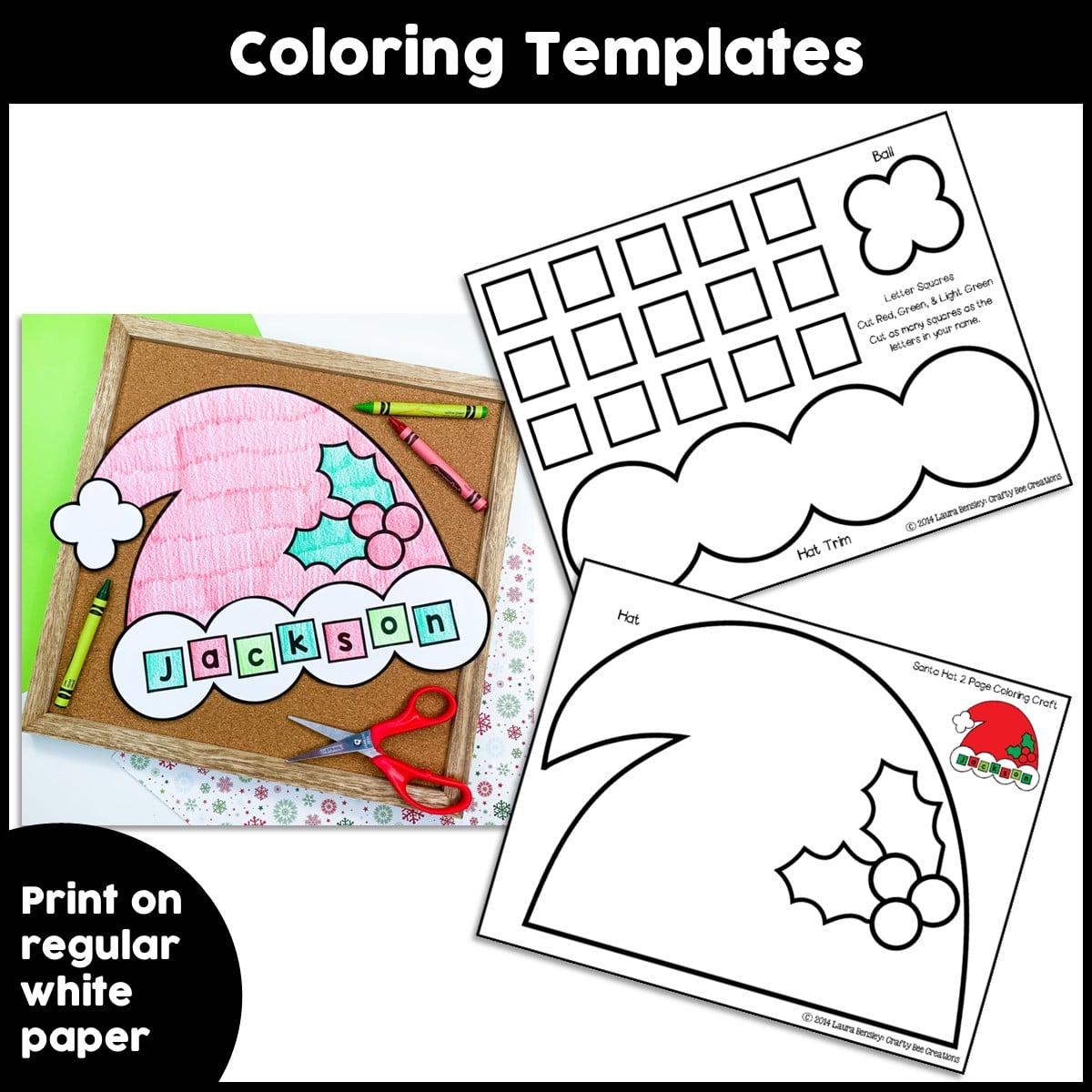 santa name hat craft activity - crafty bee creations